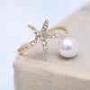 Starfish & Imitation Pearl Ring