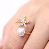 Starfish & Imitation Pearl Ring